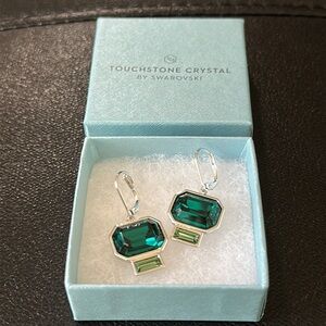 Touchstone Crystal Green and Silver Earrings
